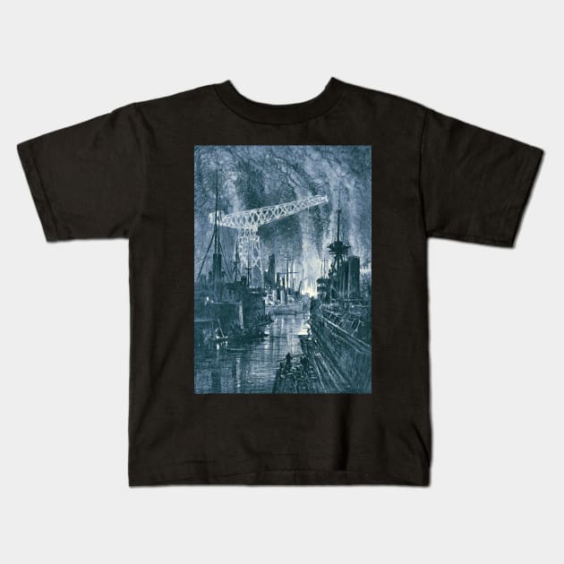 Shipbuilding by night Kids T-Shirt by artfromthepast
